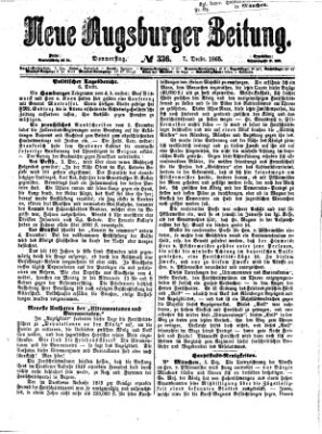 Neue Augsburger Zeitung Donnerstag 7. Dezember 1865