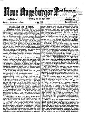 Neue Augsburger Zeitung Dienstag 30. April 1867