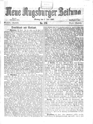 Neue Augsburger Zeitung Montag 1. Juli 1867