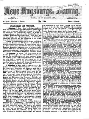 Neue Augsburger Zeitung Dienstag 10. September 1867