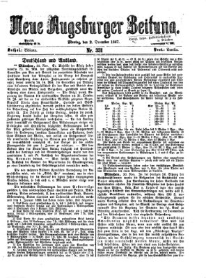 Neue Augsburger Zeitung Montag 2. Dezember 1867