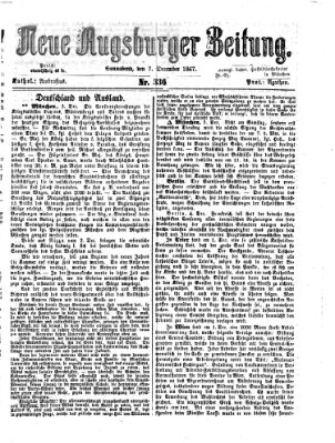 Neue Augsburger Zeitung Samstag 7. Dezember 1867