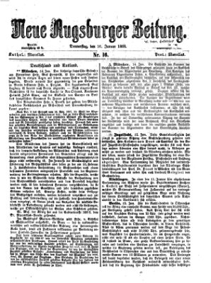 Neue Augsburger Zeitung Donnerstag 16. Januar 1868