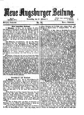 Neue Augsburger Zeitung Donnerstag 20. Februar 1868