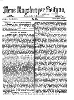 Neue Augsburger Zeitung Samstag 22. Februar 1868