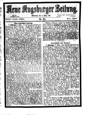 Neue Augsburger Zeitung Mittwoch 4. März 1868