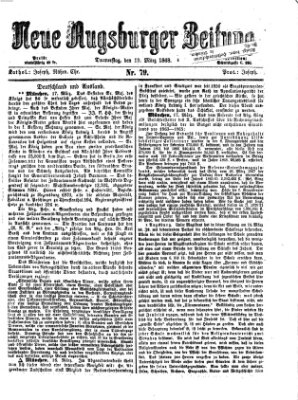 Neue Augsburger Zeitung Donnerstag 19. März 1868