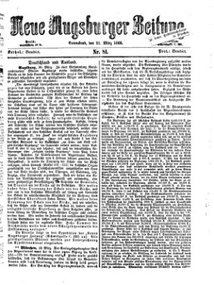 Neue Augsburger Zeitung Samstag 21. März 1868