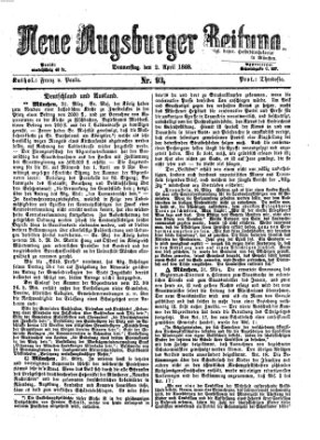 Neue Augsburger Zeitung Donnerstag 2. April 1868