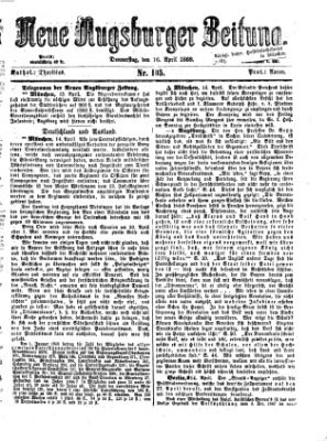 Neue Augsburger Zeitung Donnerstag 16. April 1868