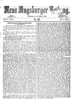 Neue Augsburger Zeitung Sonntag 26. April 1868