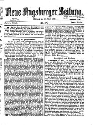 Neue Augsburger Zeitung Mittwoch 29. April 1868