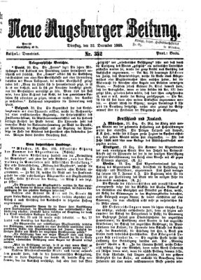 Neue Augsburger Zeitung Dienstag 22. Dezember 1868