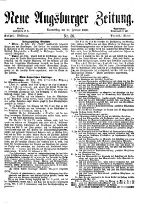 Neue Augsburger Zeitung Donnerstag 25. Februar 1869