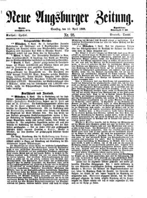 Neue Augsburger Zeitung Samstag 10. April 1869