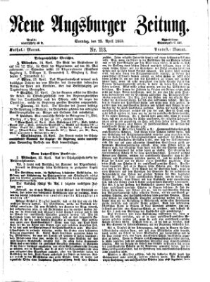 Neue Augsburger Zeitung Sonntag 25. April 1869