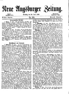 Neue Augsburger Zeitung Dienstag 22. Juni 1869