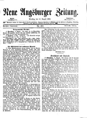 Neue Augsburger Zeitung Dienstag 10. August 1869