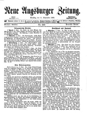 Neue Augsburger Zeitung Samstag 11. September 1869