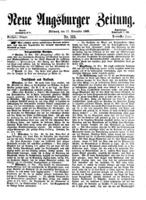 Neue Augsburger Zeitung Mittwoch 17. November 1869