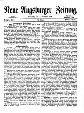 Neue Augsburger Zeitung Donnerstag 18. November 1869