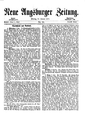 Neue Augsburger Zeitung Montag 10. Januar 1870