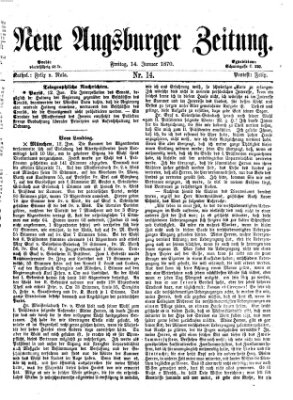 Neue Augsburger Zeitung Freitag 14. Januar 1870