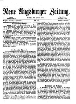 Neue Augsburger Zeitung Samstag 22. Januar 1870