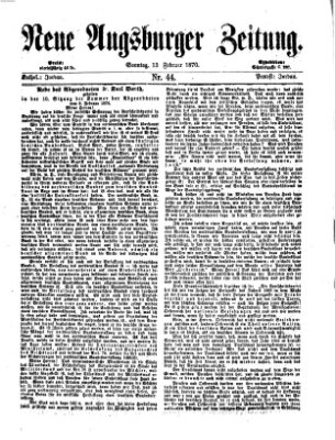 Neue Augsburger Zeitung Sonntag 13. Februar 1870