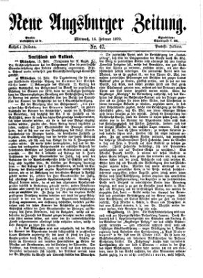 Neue Augsburger Zeitung Mittwoch 16. Februar 1870