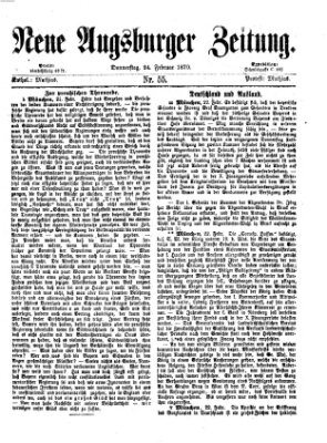 Neue Augsburger Zeitung Donnerstag 24. Februar 1870