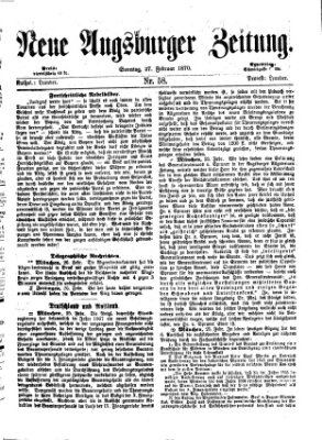 Neue Augsburger Zeitung Sonntag 27. Februar 1870