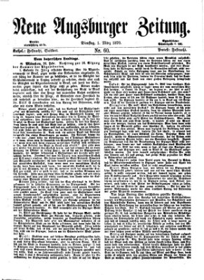 Neue Augsburger Zeitung Dienstag 1. März 1870