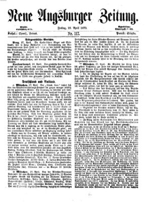 Neue Augsburger Zeitung Freitag 29. April 1870