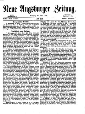 Neue Augsburger Zeitung Samstag 30. April 1870