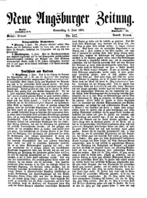 Neue Augsburger Zeitung Donnerstag 9. Juni 1870