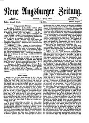 Neue Augsburger Zeitung Mittwoch 3. August 1870