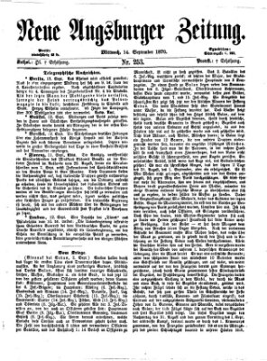 Neue Augsburger Zeitung Mittwoch 14. September 1870