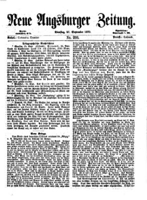 Neue Augsburger Zeitung Dienstag 27. September 1870