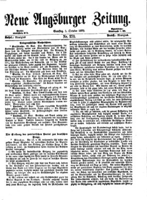 Neue Augsburger Zeitung Samstag 1. Oktober 1870