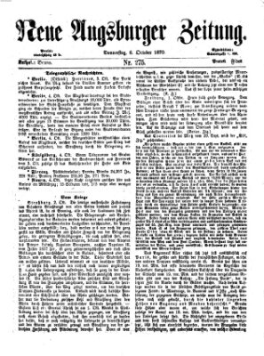 Neue Augsburger Zeitung Donnerstag 6. Oktober 1870