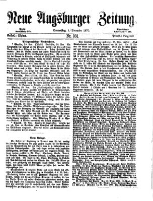 Neue Augsburger Zeitung Donnerstag 1. Dezember 1870