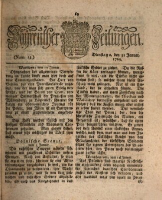 Bayreuther Zeitung Dienstag 31. Januar 1769