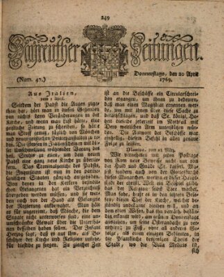 Bayreuther Zeitung Donnerstag 20. April 1769