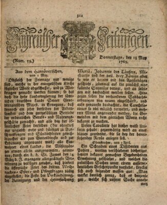 Bayreuther Zeitung Donnerstag 18. Mai 1769