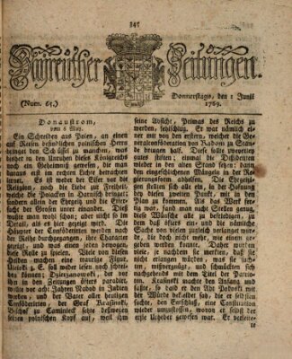 Bayreuther Zeitung Donnerstag 1. Juni 1769