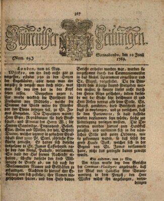 Bayreuther Zeitung Samstag 10. Juni 1769