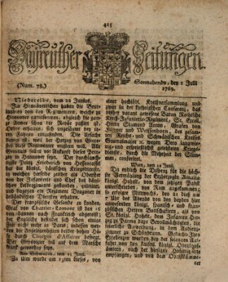 Bayreuther Zeitung Samstag 1. Juli 1769