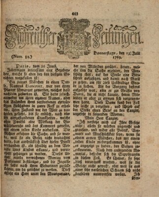 Bayreuther Zeitung Donnerstag 13. Juli 1769