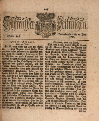 Bayreuther Zeitung Samstag 15. Juli 1769